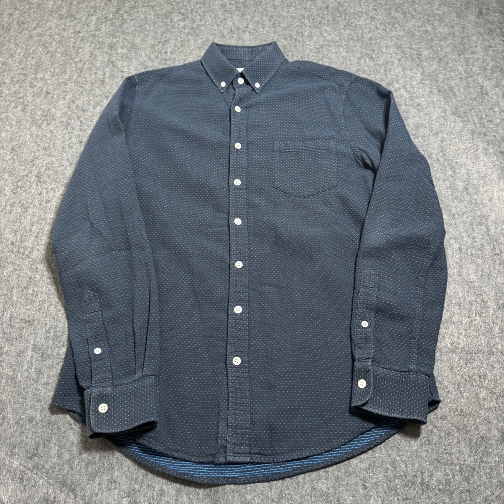 Steven Alan Mens Navy Blue Pin Dot Cotton Button Down Shirt Small Made in USA